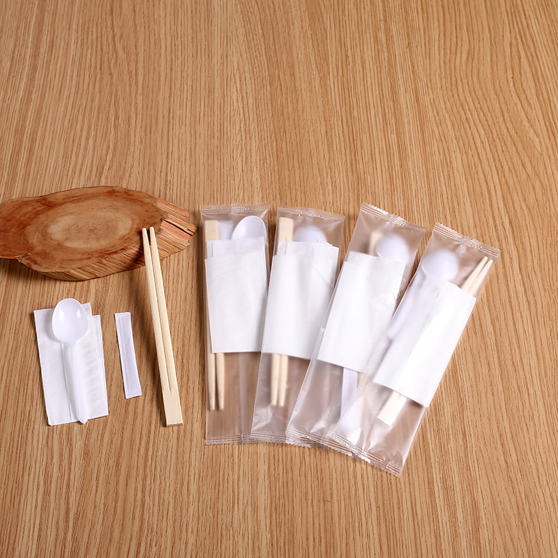 Bộ Đũa Tre Kèm Thìa Trắng Và Khăn Ăn Bộ Phim Composite Mờ